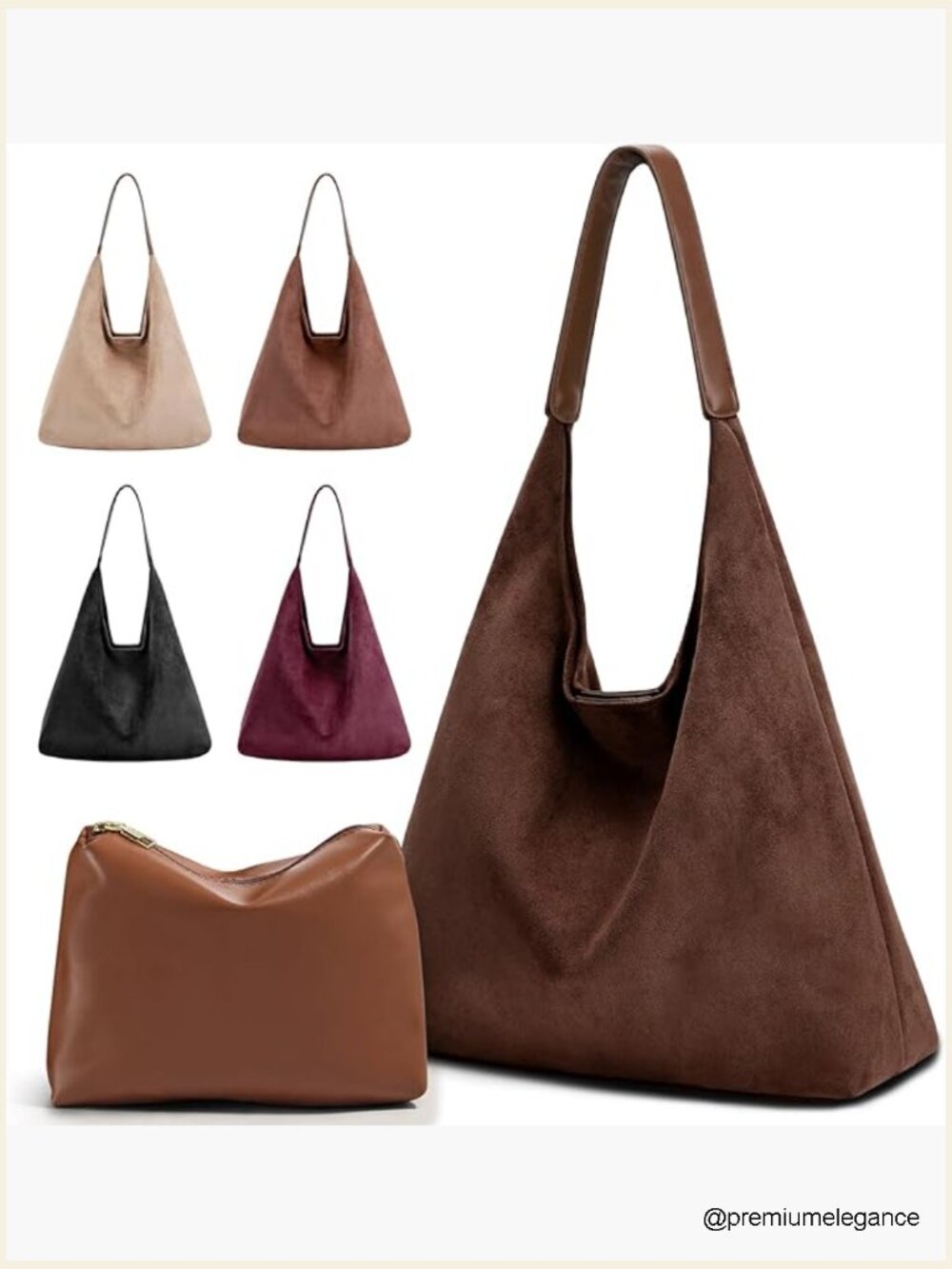 2-Piece Vegan Leather Purse Set: Slouchy Hobo & Suede Tote Set